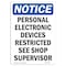 Signmission OSHA Notice, 5" Height, Personal Electronic Devices Restricted Sign, 5" X 3.5", Portrait OS-NS-D-35-V-17186 - alternate 1